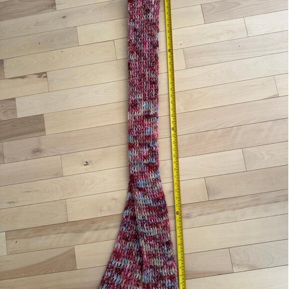 Unique handmade multicolor scarf in a rich blend of reds, pinks, blues - Picture 2 of 7